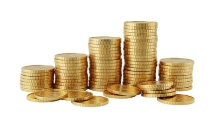 Isolated Gold Coins Stack, Financial Growth