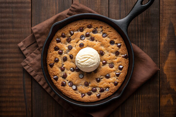 Warm Chocolate Chip Cookie Skillet with Vanilla Ice Cream – Gooey Dessert Treat