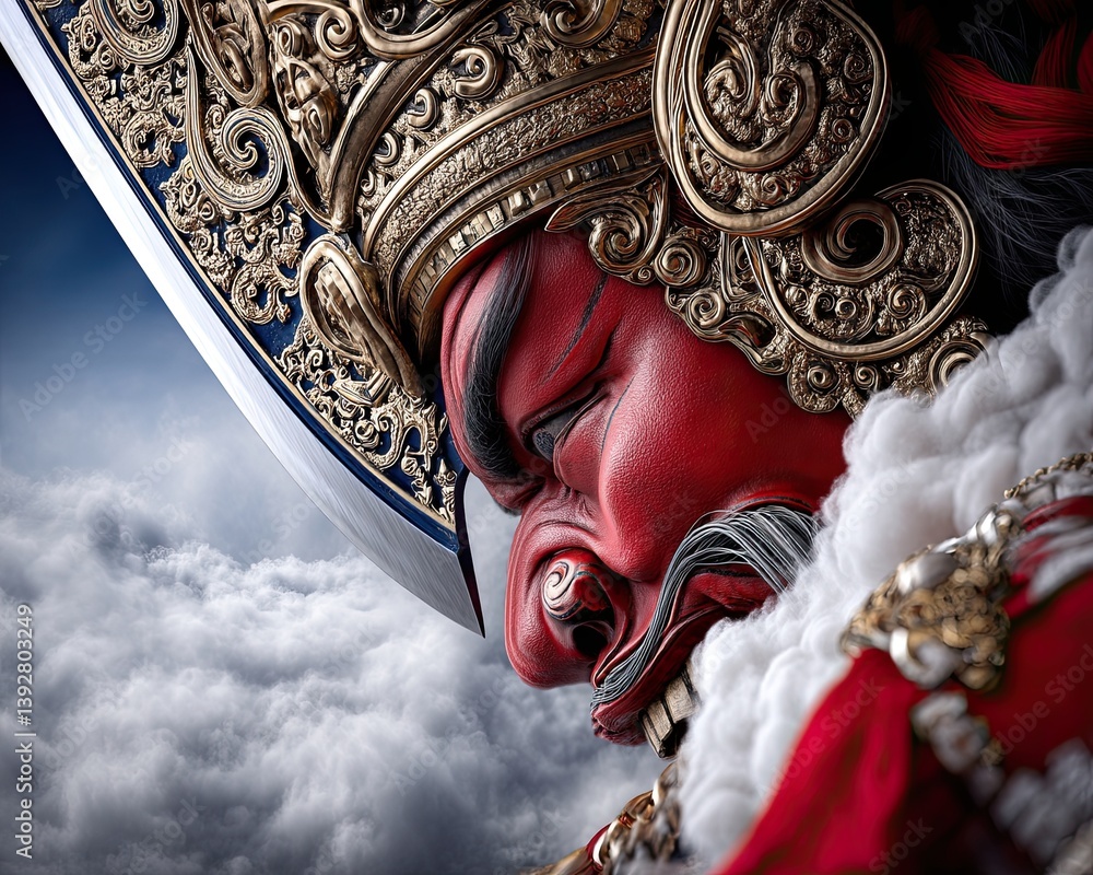 Poster realistic representation of a hindu mythological creature with intricate details and vivid expressio