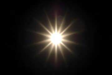 Fototapeta premium Central Starburst Light Flare Effect on Dark Background - Abstract Radiating Light Source