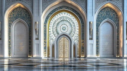 Obraz premium Elegant Interior With Intricate Islamic Design And Architecture Arches