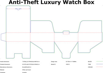 Antitheft Luxury Watch Box Packaging Design Template Diagram