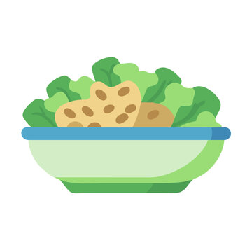 salad bowl with lettuce and croutons clip art preview