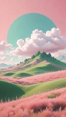 summer landscape with rainbow