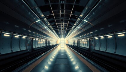 Obraz premium Futuristic Symmetrical Metro Station Ambient Glow and Modern Design