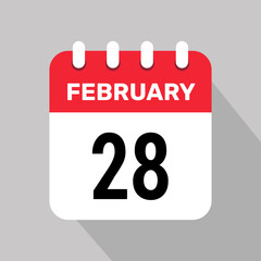 28 february calendar icon vector illustration background graphic design.
