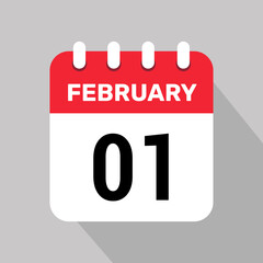 1 february calendar icon vector illustration background graphic design.