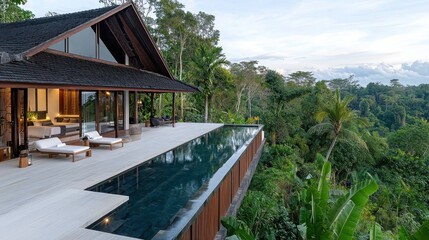 Charming Residential Home Featuring Inviting Central Pool Surrounded by Nature