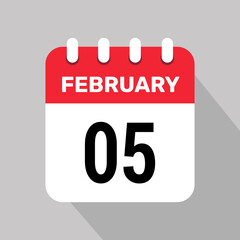5 february calendar icon vector illustration background graphic design.
