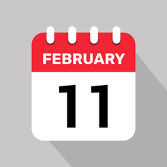 11 february calendar icon vector illustration background graphic design.