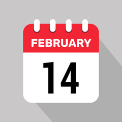 14 february calendar icon vector illustration background graphic design.