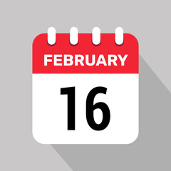 16 february calendar icon vector illustration background graphic design.