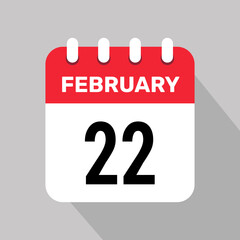 22 february calendar icon vector illustration background graphic design.