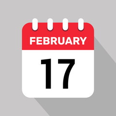 17 february calendar icon vector illustration background graphic design.