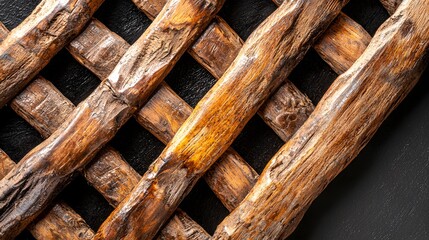 Closeup of Rustic Wooden Patterns and Textures on a Dark Background for Decorative Purposes
