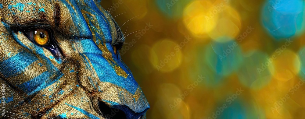 Poster realistic representation of mythological hindu creature with bright colors and intricate patterns