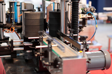 automatic bottle labeling machine close up