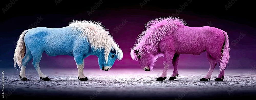 Poster realistic representation of mythological hindu creatures in unique color variations featuring miniat