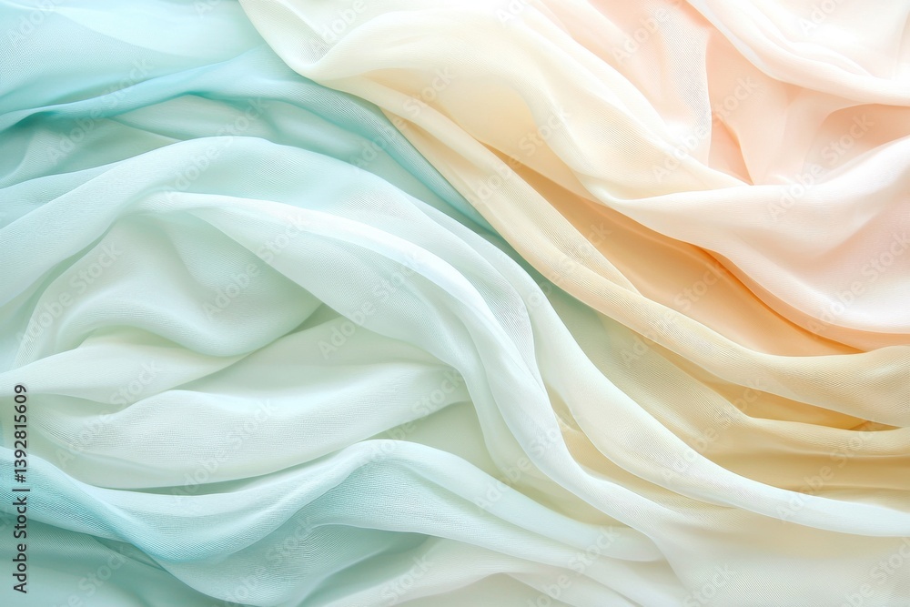 Poster elegant pastel ombre chiffon fabric draped in soft waves creating a luxurious and ethereal texture b