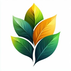 Naklejka premium Colorful collection of green and yellow leaves arranged in an artistic pattern