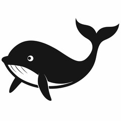 Elegant Black Whale Silhouette Vector Design