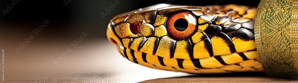 Poster realistic depiction of mythological hindu creatures: a detailed close-up of a colorful serpent with 
