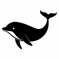 Elegant Black Whale Silhouette Vector Design