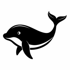 Elegant Black Whale Silhouette Vector Design
