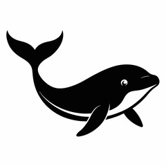 Elegant Black Whale Silhouette Vector Design
