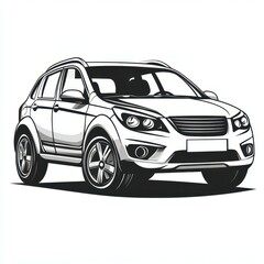 Fototapeta premium Stylish white SUV parked on a clean surface showcasing modern design and sleek lines