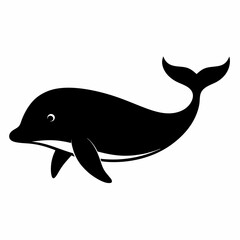 Obraz premium Elegant Black Whale Silhouette Vector Design