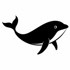 Elegant Black Whale Silhouette Vector Design