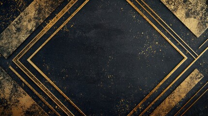 Fototapeta premium A black and gold luxury wedding background with Art Deco influences.