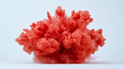Red Powder Explosion Against White Background