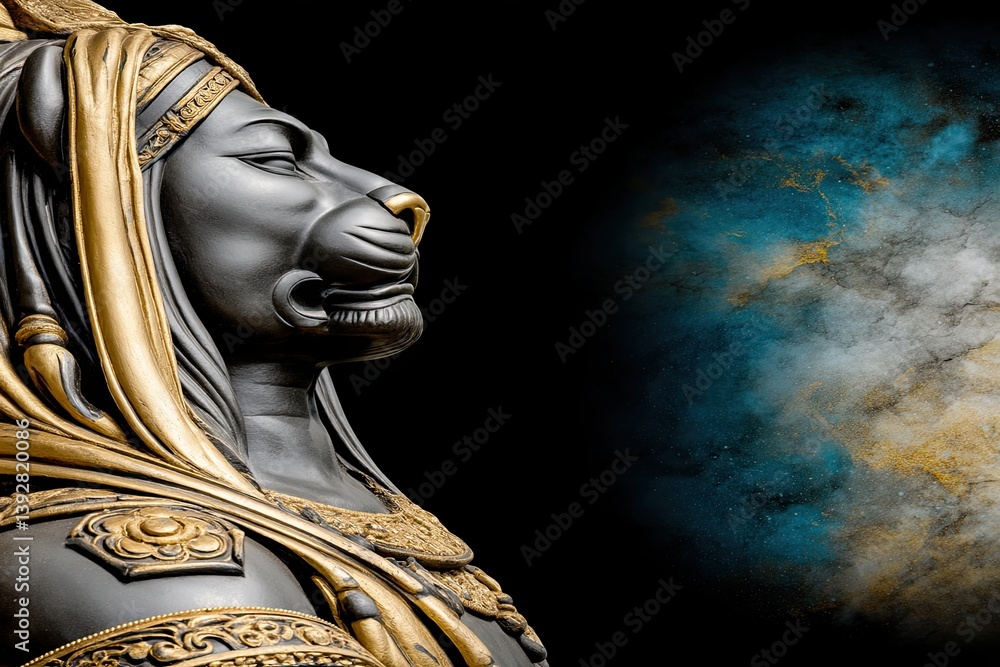 Poster realistic representation of mythological hindu creature in artistic rendition with vibrant backgroun