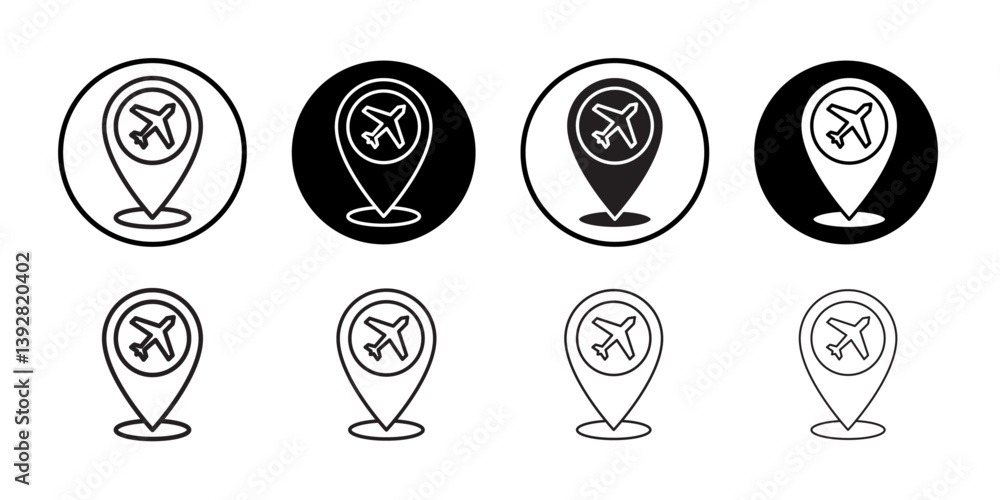 Poster airport location icon vector logo set collection for web app ui