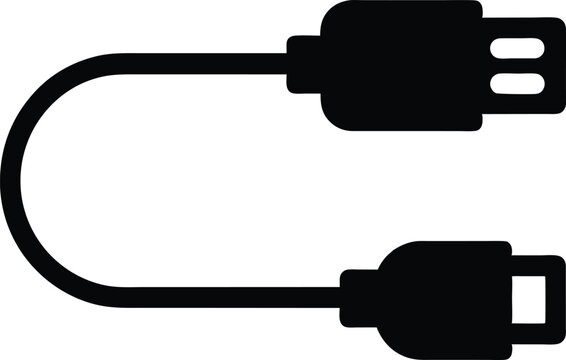 black usb cable icon clip art preview
