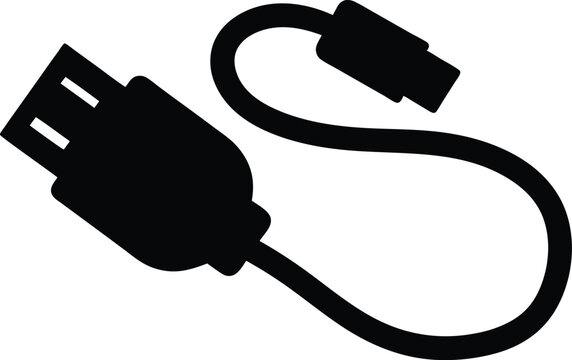 black usb cable icon clip art preview