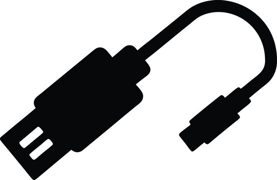 black usb cable icon clip art preview