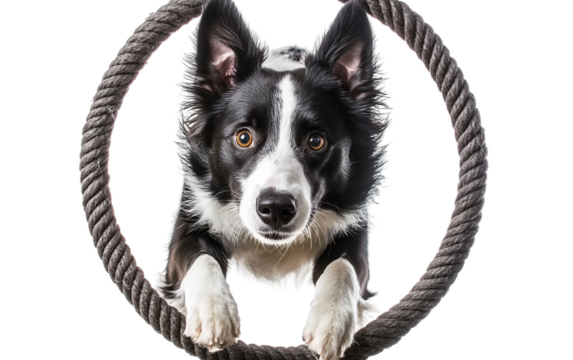 Border Collie Performing an Agility Course Jump with Precision and Speed isolated on white background PNG
