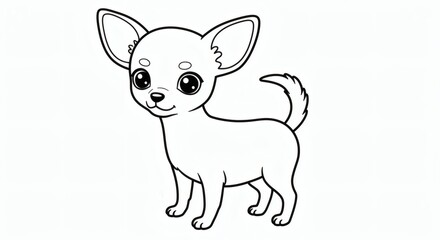 dog cartoon outline isolated on white background - for coloring page