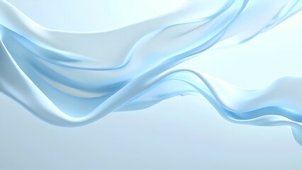 Naklejka premium Soft, flowing fabric waves in serene shades of blue create a tranquil and elegant atmosphere.
