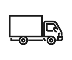 Truck icon in bold line. Emblem for delivery service