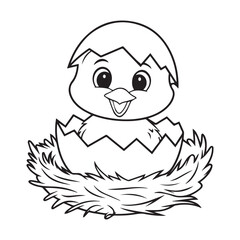 happy little chick hatching from an egg