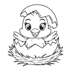  happy little chick hatching from an egg