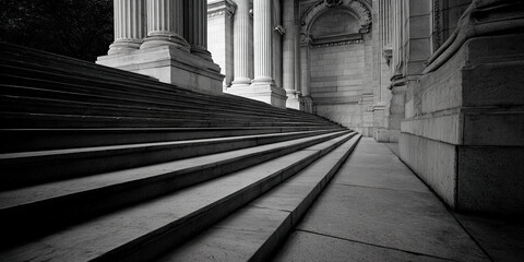 Fototapeta premium NYC Public Library: Grand Architecture, Iconic Landmark, Midtown Manhattan, Cultural Hub, Architectural Marvel, New York City Scene 