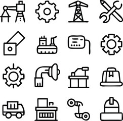 Industry Icons Vector Art | Factory, Tools & Machinery Line Icon Pack