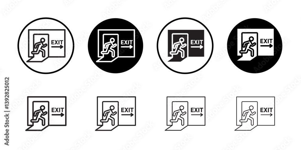Poster emergency exit icon vector logo set collection for web app ui