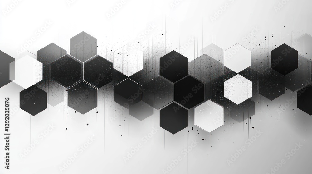 Aufkleber abstract grayscale hexagon pattern.