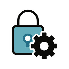 Padlock Gear Secure Settings Icon Design